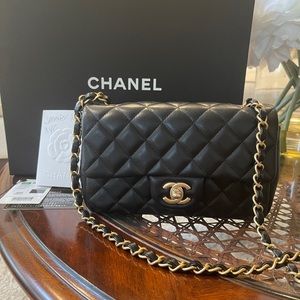 SOLD Chanel black lambskin mini rectangular flap